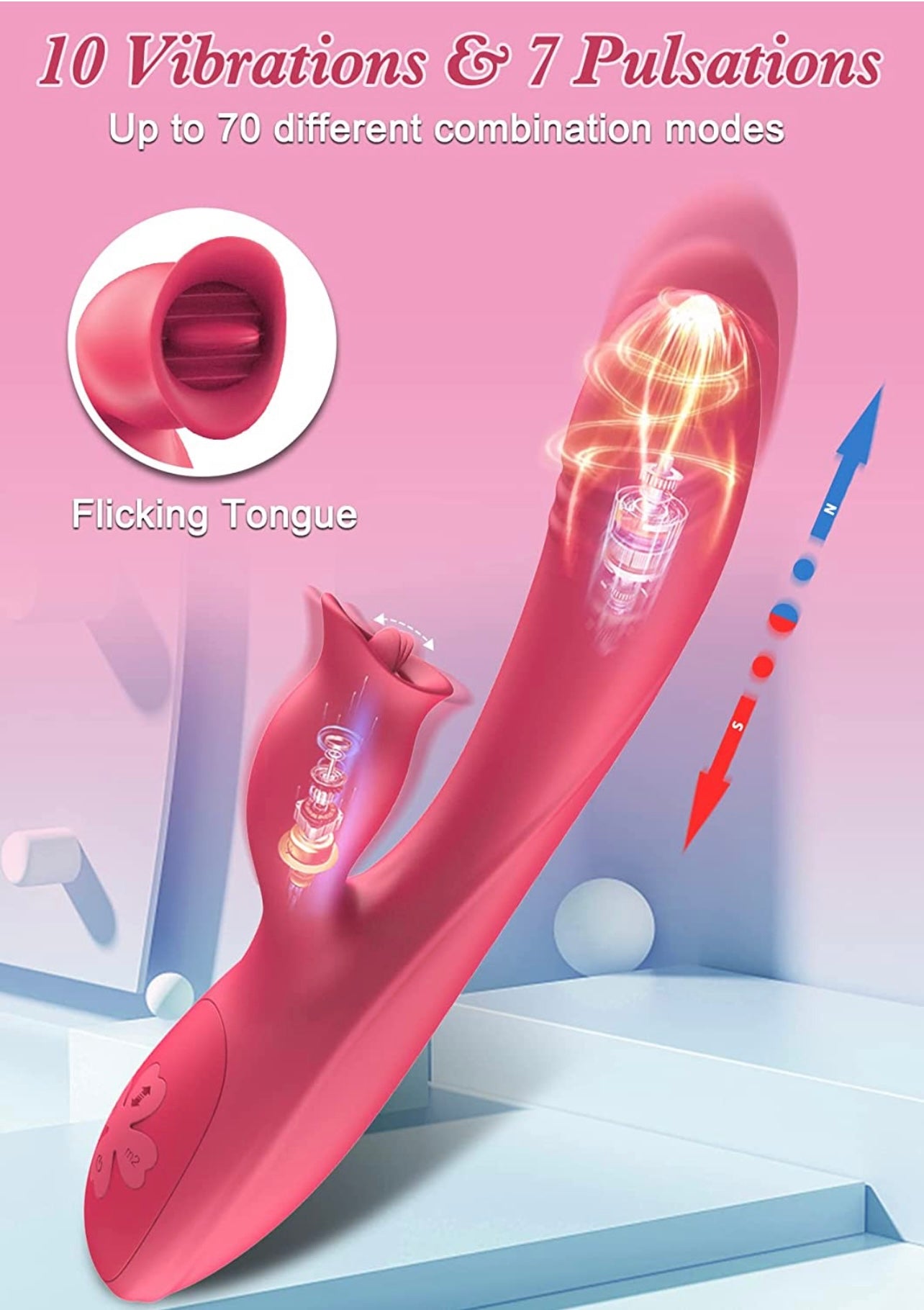 Clitoral Vibrating And Tongue Licking Dildo